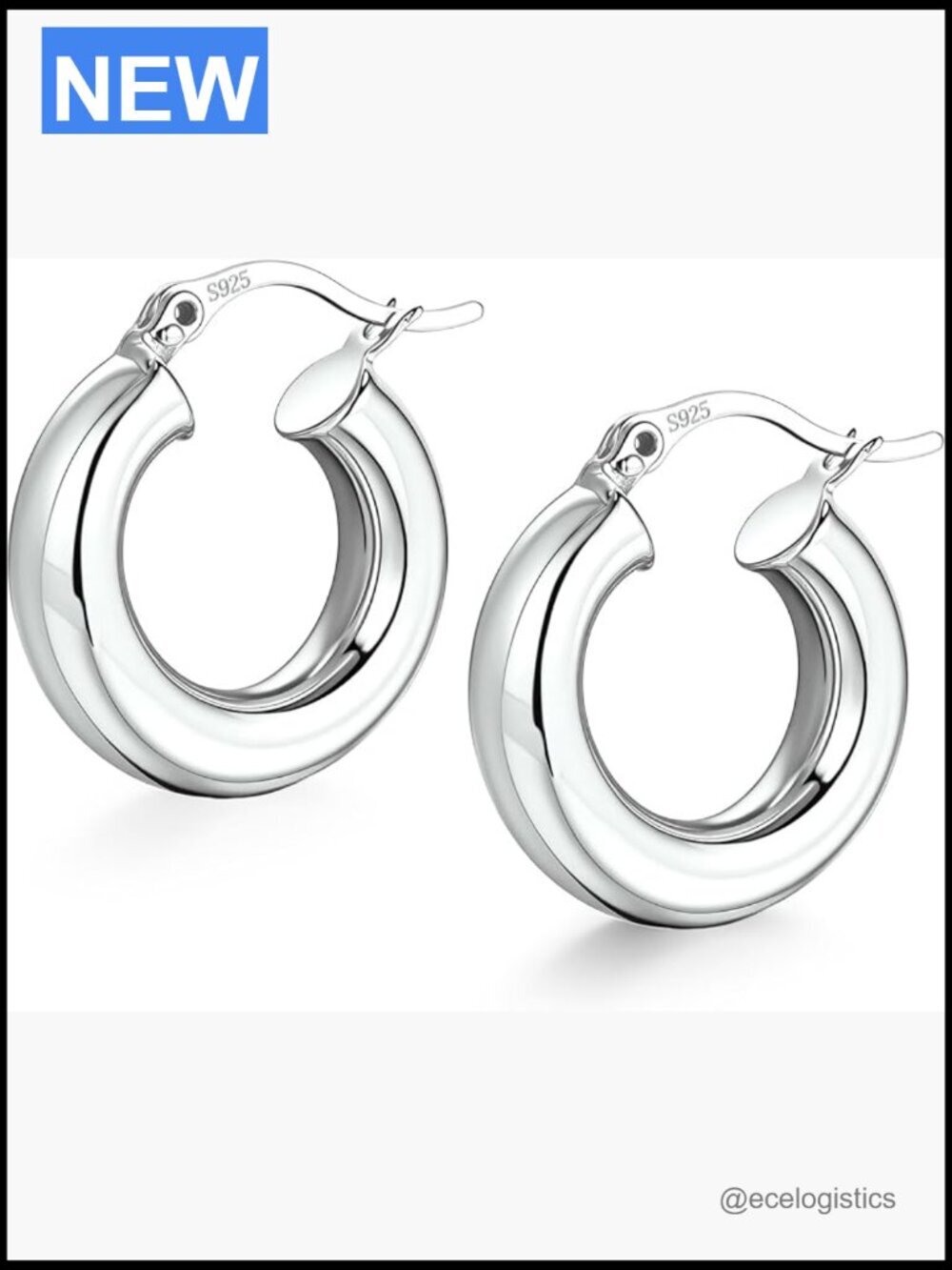 14K Gold Plated Chunky Hoop Earrings Hypoallergenic Lightweight Tube Design 20mm